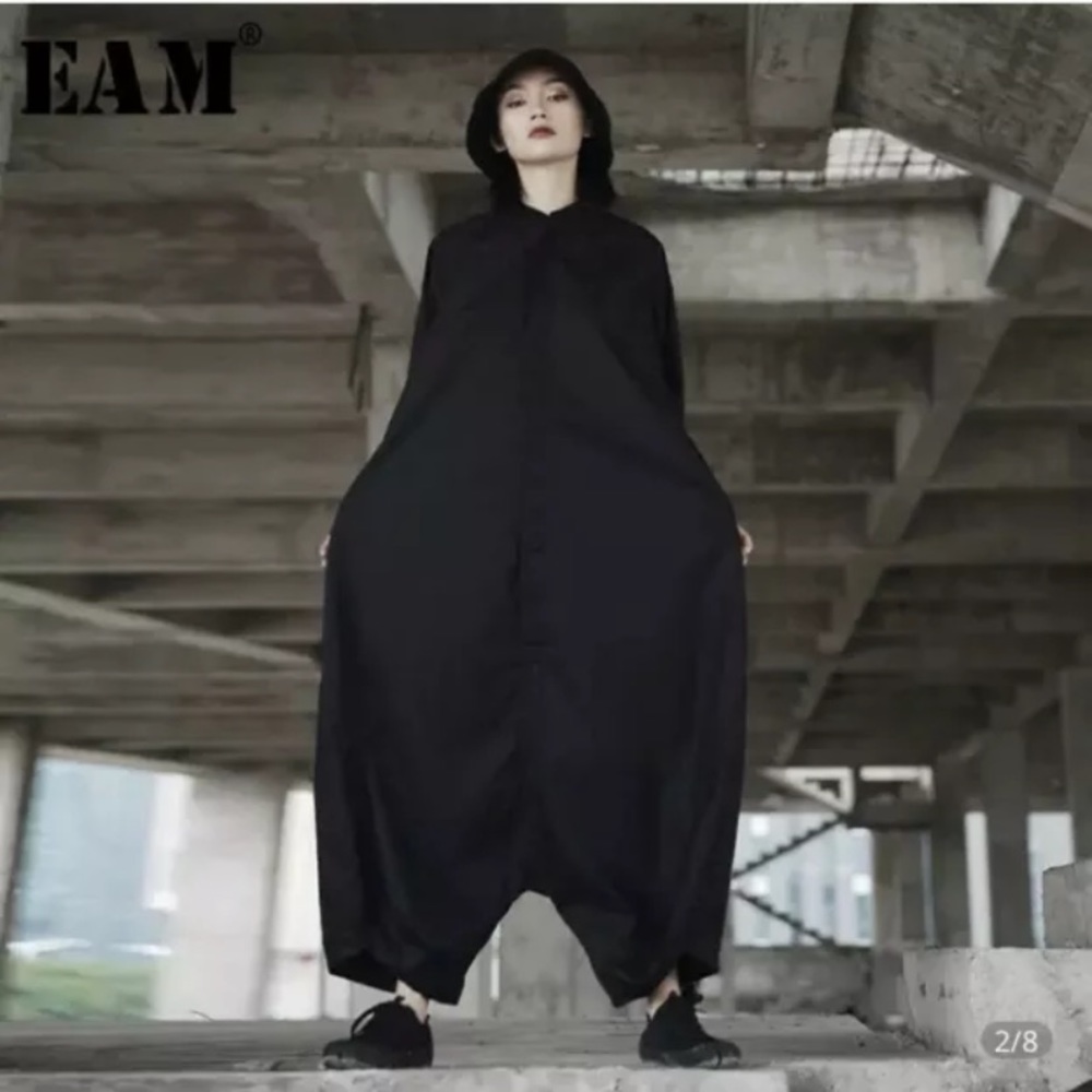 EAM gothic or pregnancy romper jumpsuit L/XL black